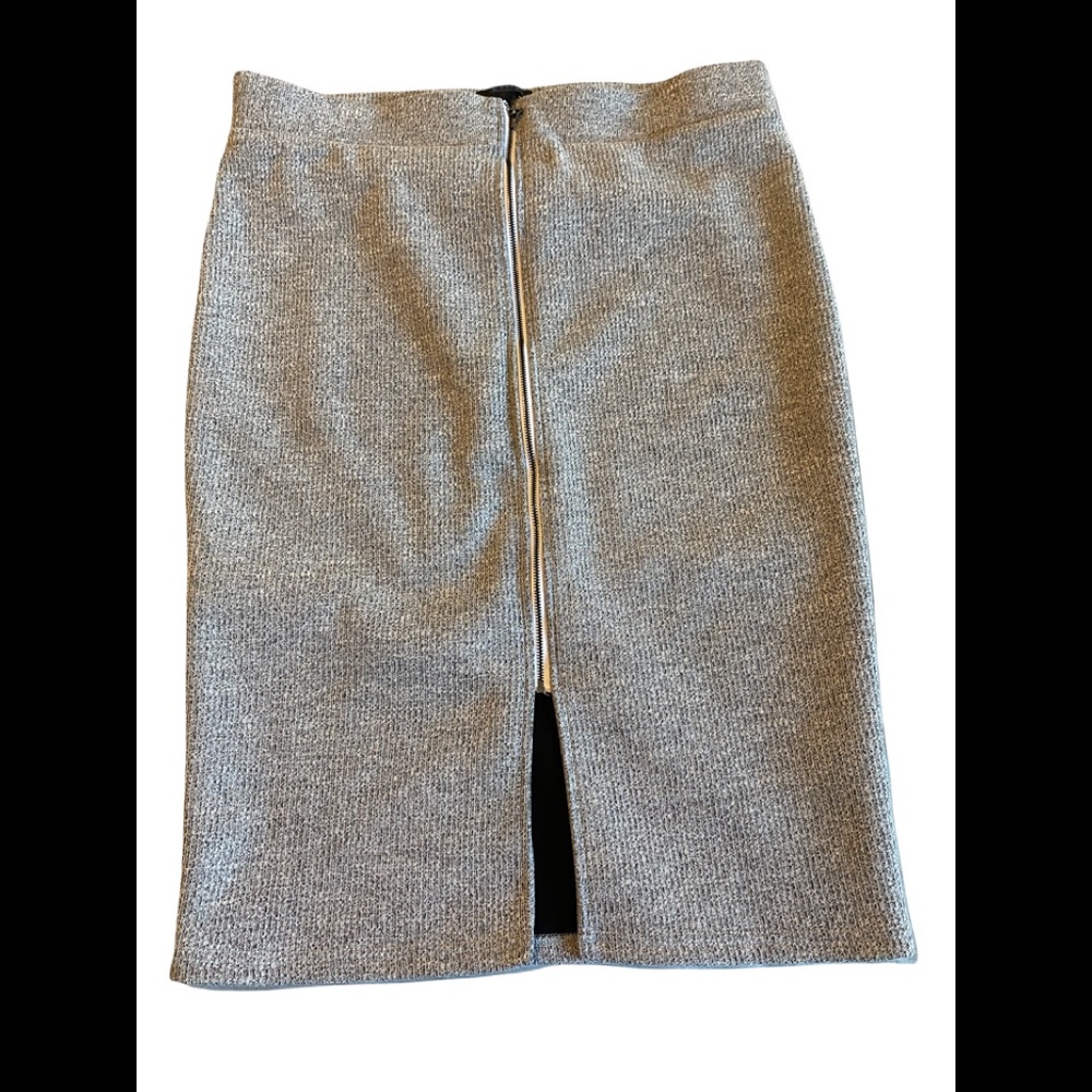 Torrid 1X 14W /16W PENCIL SKIRT Sexy Ribbed Front Zip Heather Gray